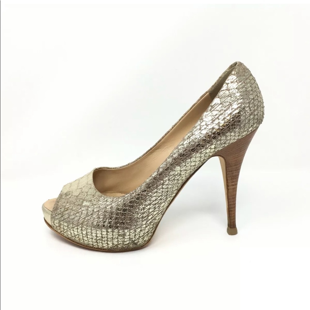 Giuseppe Zanotti gold platform peep toe heels 38